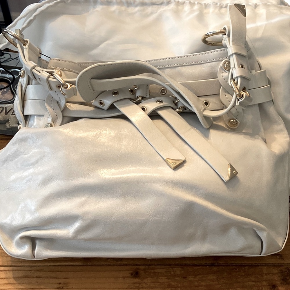 Francesco Biasia White Lillian Two Leather Handbag